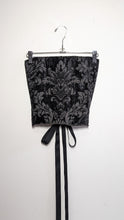 Load image into Gallery viewer, Black Floral Upholstery Corset