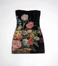 Load image into Gallery viewer, Black Floral Tapestry Dress
