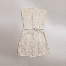 Load image into Gallery viewer, Ivory Floral Upholstery Satin Corset