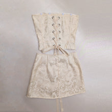 Load image into Gallery viewer, Ivory Floral Upholstery Satin Corset