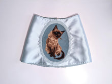 Load image into Gallery viewer, Blue Satin Cat Needlepoint Skirt