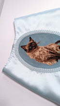 Load image into Gallery viewer, Blue Satin Cat Needlepoint Skirt