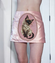Load image into Gallery viewer, Pink Satin Cat Needlepoint Skirt