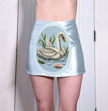 Load image into Gallery viewer, Blue Satin Swan Mini Skirt
