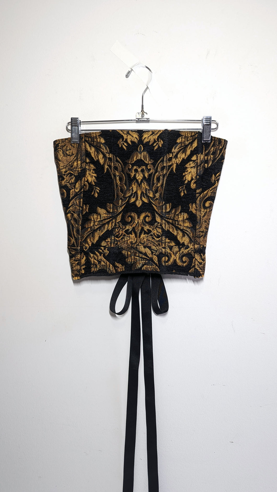 Black & Gold Floral Upholstery Corset