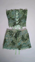 Load image into Gallery viewer, Green Lace &amp; Sequins Skirt
