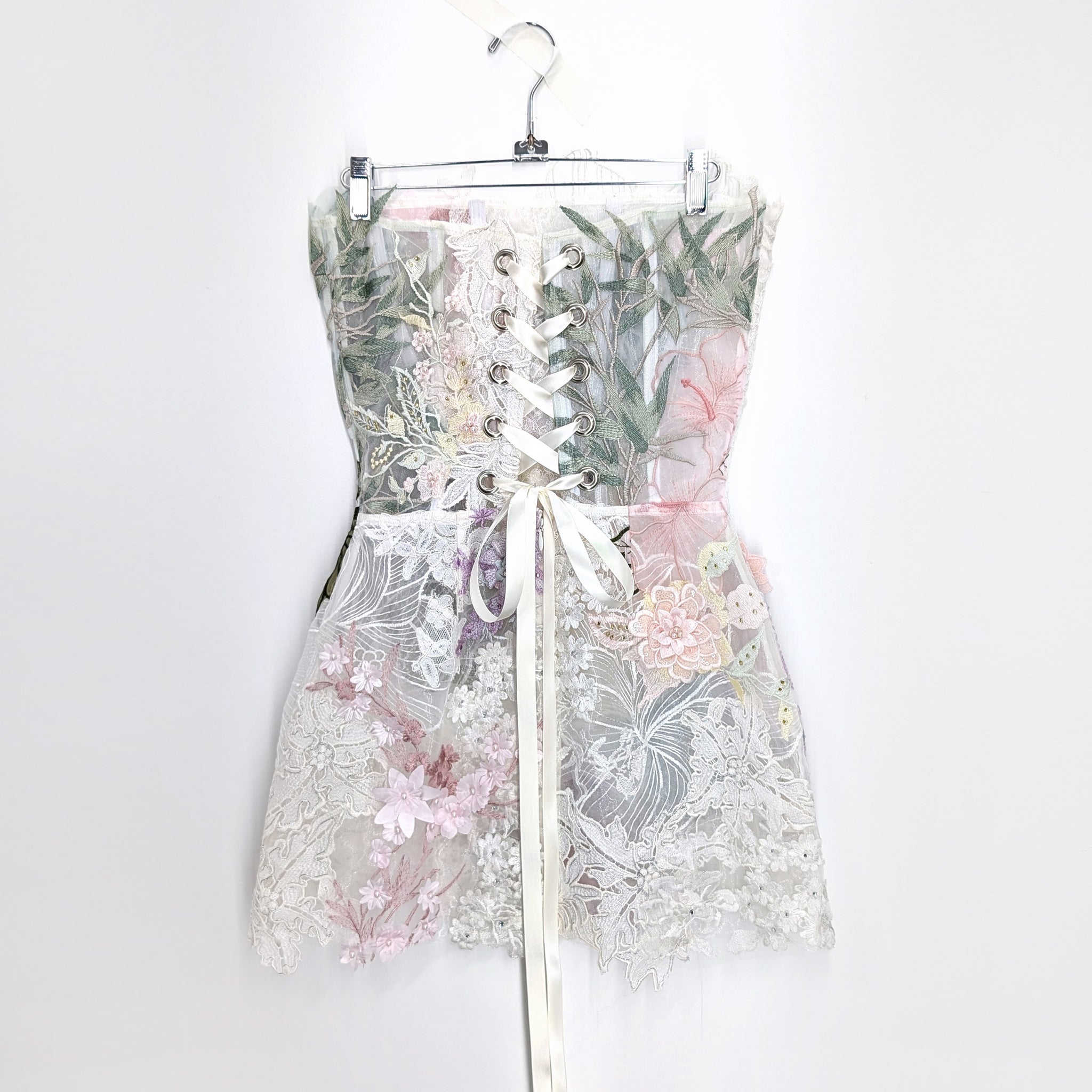 open lace back dress Cloud Floral Accent & Flared Hips Fit and Flare Organza Mini Dress – kalisa main image 1