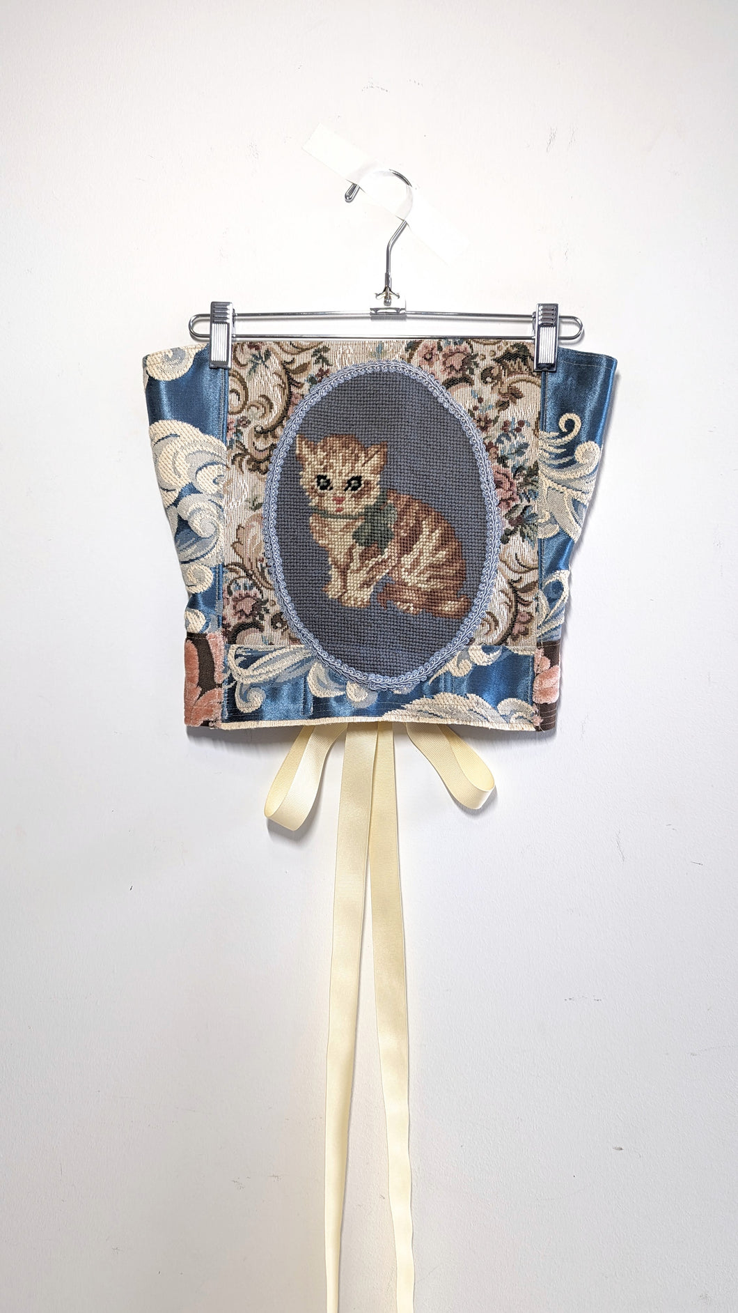 Needlepoint Kitten Tapestry Corset - Size 4-6