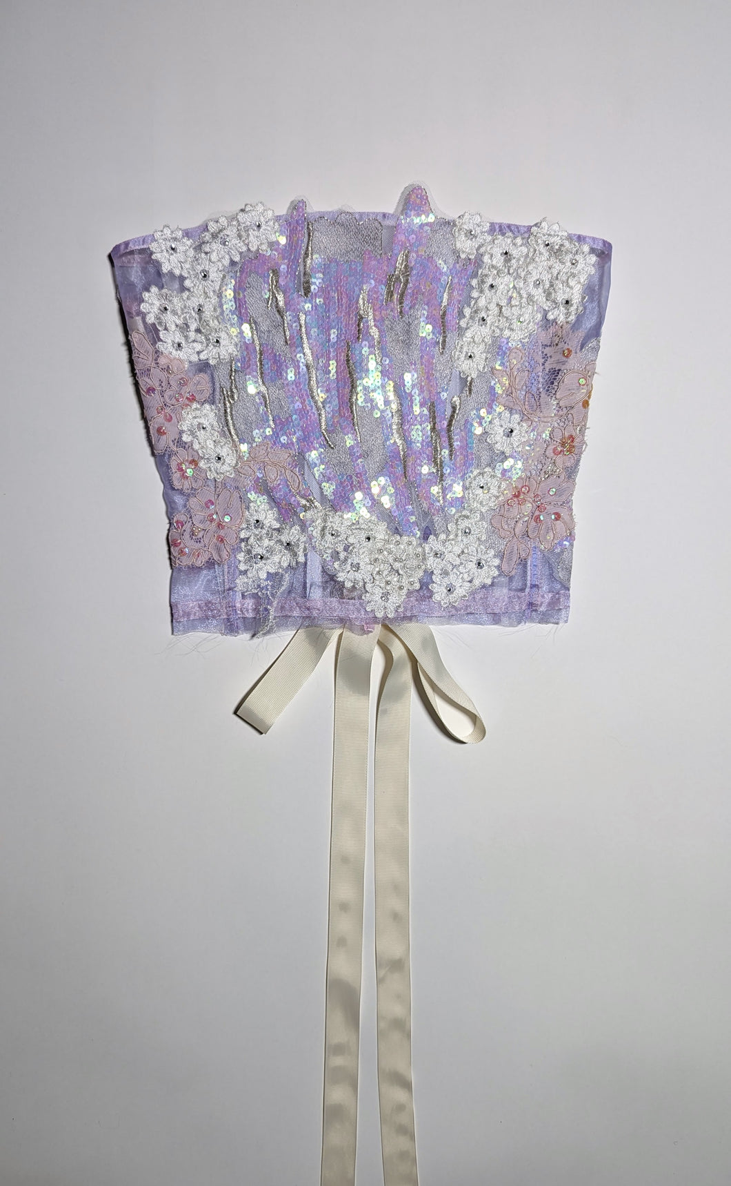 Corset with Lace & Sequin Flowers - Pre-order
