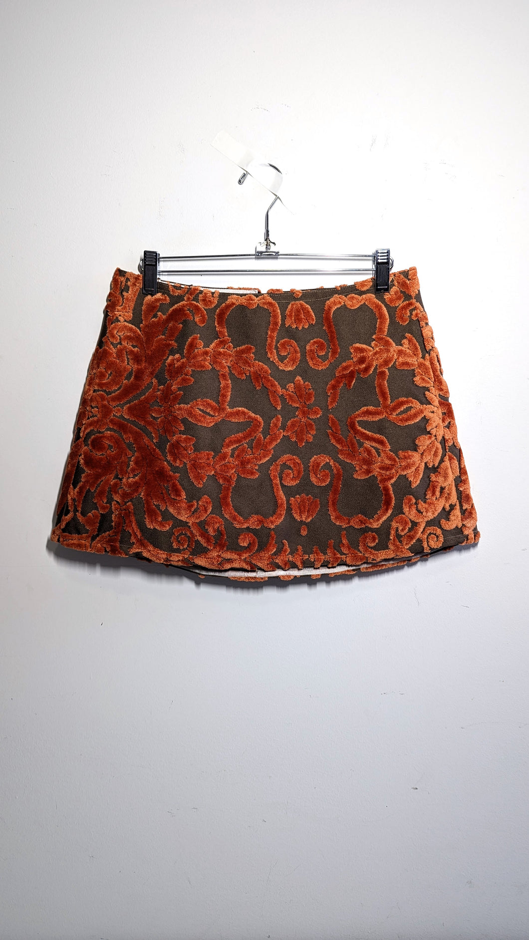 Red Orange Velvet Upholstery Skirt