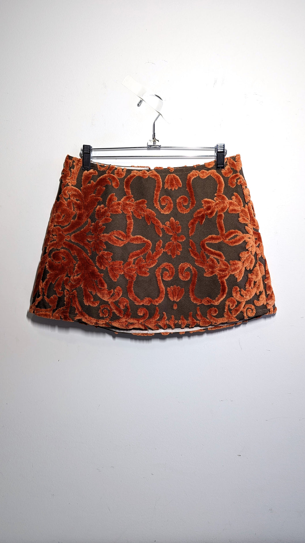 Red Orange Velvet Upholstery Skirt - Size 6-8