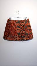 Load image into Gallery viewer, Red Orange Velvet Upholstery Skirt - Size 6-8
