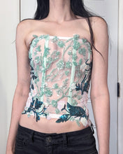 Load image into Gallery viewer, Green Floral Sequins Corset - Pre-order
