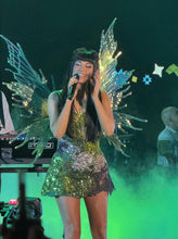 Load image into Gallery viewer, Green Lace &amp; Sequin Flowers Mini Dress
