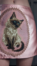 Load image into Gallery viewer, Pink Satin Cat Needlepoint Skirt
